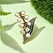 Rose Enamel Pins, Alloy Brooches for Backpack Clothes, White, 34x22.5x9.5mm