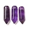 Natural Amethyst Pointed Pendants, Faceted Bullet Shaped Charms, 20~20.5x6.5~7x6~6.5mm, Hole: 1.6mm