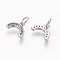 Brass Cubic Zirconia Charms, Long-Lasting Plated, Curved, Colorful, Real Platinum Plated, 7.3x10x1.6mm, Hole: 3.5mm