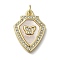 Brass Micro Pave Cubic Zirconia Pendants, Cadmium Free & Lead Free, with Shell, Butterfly, Real 18K Gold Plated, 22x15x3.5mm, Hole: 3.4mm