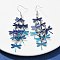 430 Stainless Steel Dragonfly Dangle Earrings, with Iron Earring Hooks, Platinum, Deep Sky Blue, 75mm