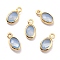 Eco-Friendly Brass with Glass Pendants,  Long-Lasting Plated, Lead Free & Cadmium Free & Nickel Free, Oval, Real 18K Gold Plated, Light Sky Blue, 9x4.5x2mm, Hole: 1.2mm