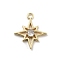 Brass Micro Pave Clear Cubic Zirconia Pendants, Star, Golden, 15.5x13x2mm, Hole: 1.5mm
