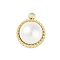 Acrylic Imitation Pearl Charms, with Ion Plating(IP) 304 Stainless Steel Findings, Manual Polishing, Half Round, Real 18K Gold Plated, 12.5x10x5.5mm, Hole: 1.4mm