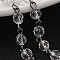 Handmade Faceted Round Transparent Glass Beads Chains for Necklaces Bracelets Making, with Gunmetal Tone Brass Eye Pin, Unwelded, Clear, 39.3 inch, about 88pcs/strand