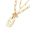 Necklaces Sets, Moon & Star & Lightning Bolt Brass Pendant Necklaces and Oval Brass Micro Pave Cubic Zirconia Pendant Necklaces, with 304 Stainless Steel Toggle Clasps, Golden, 13.77 inch(35cm), 18.50 inch(47cm), 2pcs/set