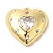 Brass with Cubic Zirconia Pendants, for Women, Lead Free & Cadmium Free, Long-Lasting Plated, Heart, Real 18K Gold Plated, 14x14x5mm, Hole: 0.9mm