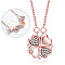 2 in 1 Four Crystal Rhinestone Clover Pendant Necklace, Alloy Magnetic Heart Necklace for Women, Rose Gold, 17.72 inch(45cm)