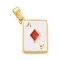 Diamonds Brass Enamel Pendants, Cadmium Free & Nickel Free & Lead Free, Playing Card Charms, Real 18K Gold Plated, Red, 17x13x2mm, Hole: 5x2mm