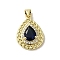 Brass Micro Pave Cubic Zirconia Pendants, with Glass, Cadmium Free & Nickel Free & Lead Free, Real 18K Gold Plated, Teardrop, Blue, 21.5x16x6mm, Hole: 3.5x3mm