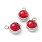 Natural Carnelian Charms, with 304 Stainless Steel Findings, Half Round, Stainless Steel Color, 13.5x10x7.5mm, Hole: 2.5mm