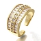 Rack Plating Brass Clear Cubic Zirconia Wide Open Cuff Rings, Cadmium Free & Lead Free, Long-Lasting Plated, for Women, Real 18K Gold Plated, 10.5mm
