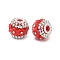 Opaque Acrylic Rhinestone Beads, Round with Flower, with Resin and Iron Chains & Imitation Pearls, Red, 20x18mm, Hole: 3mm