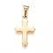 304 Stainless Steel Pendants, Cross, Golden, 24x14.5x1.5mm, Hole: 8x3mm