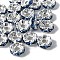 Brass Rhinestone Spacer Beads, Grade A, Wavy Edge, Rondelle, Silver, Sapphire, 6x3mm, Hole: 1mm