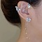 Fashionable Tassel Brass Cuff Earrings, with High Sense of Curve, with Rhinestone, Butterfly, Light Gold, 110x45mm