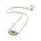 304 Stainless Steel Chain Necklaces, with Brass Micro Pave Cubic Zirconia Pendants, Evil Eye, Golden, 18.1 inch(47.8cm)