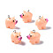 Opaque Resin Pendants, with Platinum Tone Iron Loop, 3D Pig, Light Salmon, 18~19x19x12mm, Hole: 2mm