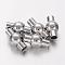 Brass Magnetic Clasps with Glue-in Ends, Nickel Free, Oval, Platinum, 17x8.5mm, Hole: 4mm