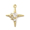 Brass Micro Pave Cubic Zirconia Pendants, Lead Free & Cadmium Free, Long-Lasting Plated, Star Charm, Real 18K Gold Plated, 18x14x3mm, Hole: 1mm