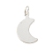 925 Sterling Silver Charms, with Jump Rings, Silver Color Plated, Moon, 13x8x0.5mm, Hole: 2.5mm