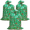 Christmas 3Pcs Rectangle Plastic Gift Storage Bags, with Rope & Cards, Green, 142x91x0.001cm