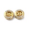 Ion Plating(IP)  304 Stainless Steel Slide Charms, with Rhinestone, Real 18K Gold Plated, Number, 10x5mm, Hole: 7x2.2mm