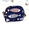Fish Printed Canvas Cloth Zipper Wallets Purse for Women, Midnight Blue, 9x11x2.5cm