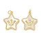 Brass Pave Natural Shell Pendants, Crown Star Charms with Jump Rings, Lead Free & Cadmium Free, Long-Lasting Plated, Rack Plating, Seashell Color, Real 18K Gold Plated, 22x18.5x3.5mm, Hole: 3.2mm