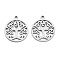 Non-Tarnish 304 Stainless Steel Pendants, Laser Cut, Ring with Tree, Stainless Steel Color, 19x16x1mm, Hole: 1.6mm
