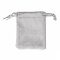 Velvet Jewelry Drawstring Bags, with Satin Ribbon, Rectangle, Silver, 10x8x0.3cm