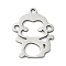 201 Stainless Steel Pendants, Monkey Charms, Stainless Steel Color, 17.5x14.5x1mm, Hole: 1.4mm