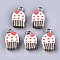 Handmade Polymer Clay Charms, with Platinum Tone Iron Findings, Mushroom, Colorful, 13.5~16x9.5x4.5mm, Hole: 1.8mm