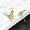 Butterfly Brass Micro Pave Cubic Zirconia Ear Studs, Long-Lasting Plated, Lead Free & Cadmium Free, Rack Plating, Real 18K Gold Plated, 8.5x12.5mm