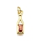 Brass Micro Pave Cubic Zirconia Pendants, Long-Lasting Plated, Lead Free & Cadmium Free, Rack Plating, Real 18K Gold Plated, with Jump Ring, Bottle, 17x5x4mm, Hole: 3.5mm