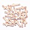 Brass Links connectors, Lead Free & Cadmium Free & Nickel Free, Sideways Cross, Real Rose Gold Plated, 13.5x5x1.5mm, Hole: 0.8mm
