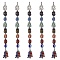 7 Chakra Nuggets Natural Gemstone Pocket Pendant Decorations, Nylon Thread and Gemstone Chip Tassel Hanging Ornaments, Black, 340x22mm
