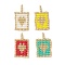 Handmade Loom Pattern Seed Beads, Round Glass Seed Beads, Rectangle with Heart Pendant, Mixed Color, 25x15x2mm, Hole: 2mm