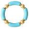 Fashionable Women's Chunky Curved Acrylic Tube Beads Stretch Bracelets, Deep Sky Blue