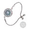 Essential Oil Diffuser Bracelet, AlloyTree of Life Locket Link Slider Bracelet with Crystal Rhinestone for Women, Platinum, Blue, 9-1/2 inch(24cm)