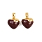 Brass Enamel Charms, Heart Charm, Real 18K Gold Plated, Coconut Brown, 11.5x11.5x6mm, Hole: 4.5x2.2mm