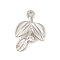 Alloy with Rhinestone Charms, Leaf, Platinum, 13.5x20x3.5mm, Hole: 1.4mm