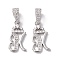 Eco-Friendly Brass Micro Pave Cubic Zirconia Pendants, Long-Lasting Plated, Real Platinum Plated, Cadmium Free & Lead Free, Letter, Letter.K, 16~20x7~11.5x1.5~2.2mm, Hole: 6.5x3.5mm