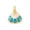 Brass Enamel Shell Shaped Charms, with Jump Rings, Rack Plating, Long-Lasting Plated, Lead Free & Cadmium Free, Real 18K Gold Plated, Light Blue, 12.5x12.5x3mm, Hole: 3.5mm