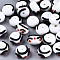 Handmade Bumpy Lampwork Beads, Abacus, White, 13~14x8mm, Hole: 1.4~2mm