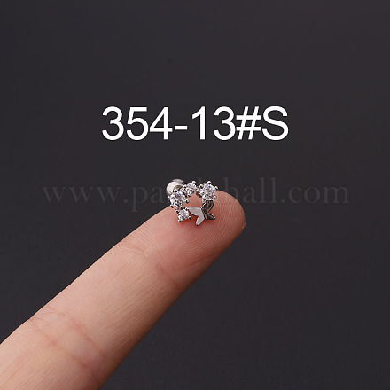 Серьги-гвоздики для хряща из нержавеющей стали 316l с микропаве из кубического циркония WG094CA-13-1