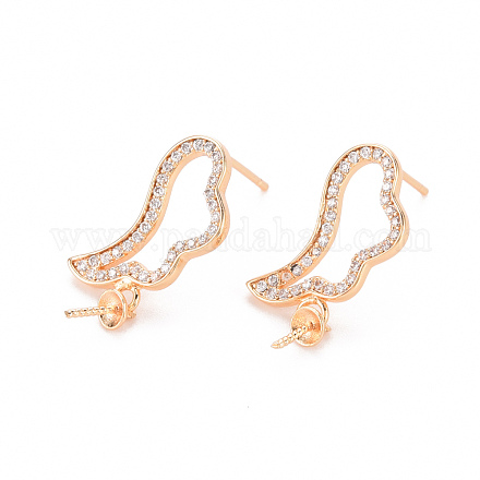 Серьги из латуни с микропейвом и прозрачным фианитом KK-T062-233G-NF-1