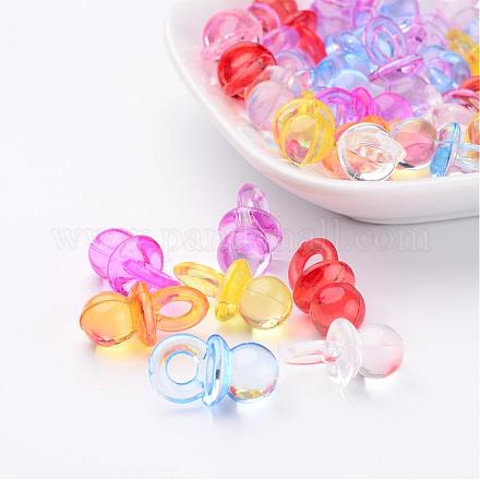 Смешанный цвет прозрачный акриловый ребенок Pacifier подвески X-TACR-R16-M-1