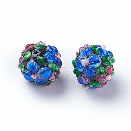 Ручной работы ухабистым Шарики Lampwork LAMP-E021-07D-1