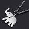 Non-Tarnish 201 Stainless Steel Pendant Necklaces, with Cable Chains and Lobster Claw Clasps, Elephant, Stainless Steel Color, 15.74 inch(40cm), 1.5mm